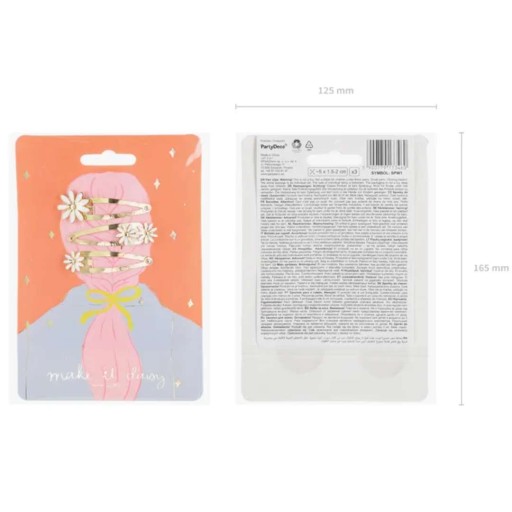 Sponky do vlasov DAISIES kvety ZLATÁ dekorácia