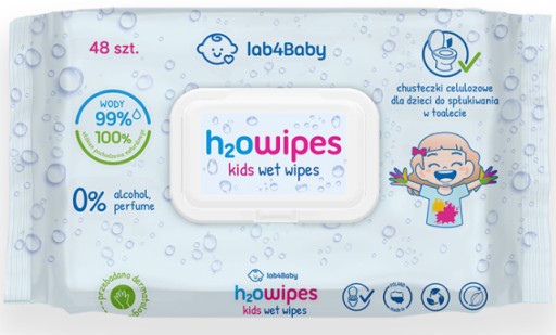 Celulózové H2O Vlhčené obrúsky 48 ks PRE DETI