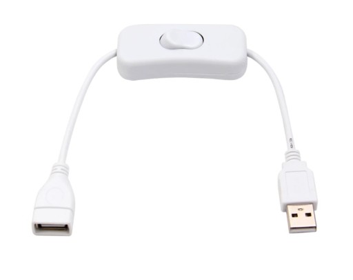 Predlžovací USB kábel s vypínačom Biely