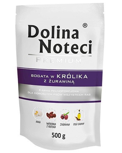 DOLINA NOTECI PREMIUM vlhké krmivo pre psov bohaté na králika s brusnicami 500g