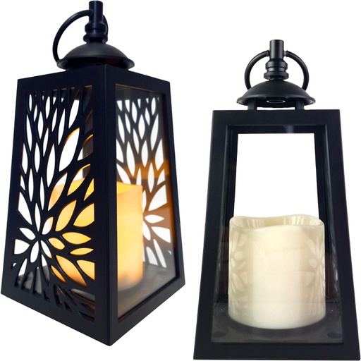 Prelamovaná lampa s LED sviečkou Lucerna so sviečkou s vložkou batérie