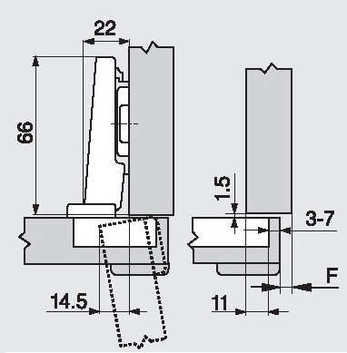 Nasadzovací záves pre profilové dvere BLUM 71B9550 BLUMOTION Clip-T 95°