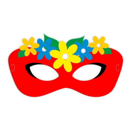 Papierová MASK FLOWERS lady SPRING RED guma