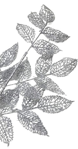 KONIEK VIANOČNÉHO STROMU S LISTOM 80 cm Strieborná