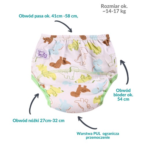 Nohavičky Tréningové plienky XL 14-17kg BAVLNA 100% DINO