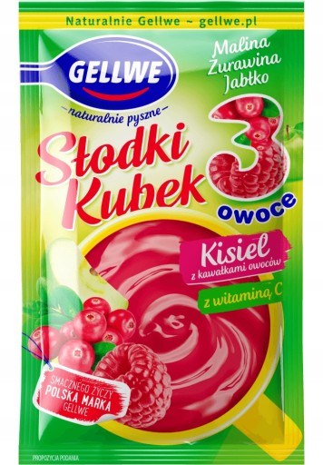 GELLWE hrnček SWEET JEZE 3 OVOCIE 30G MALINA-BRUSNICA-JABLKO