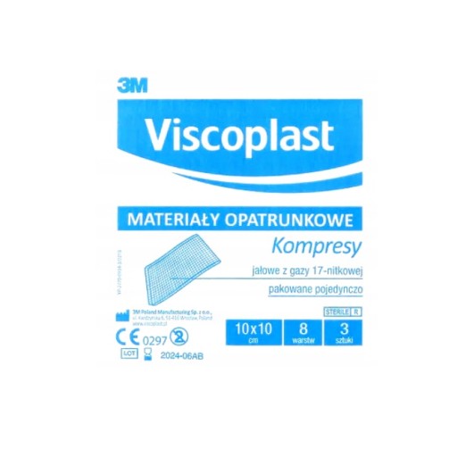 Viscoplast sterilné gázové obklady 10x10cm 3 ks.