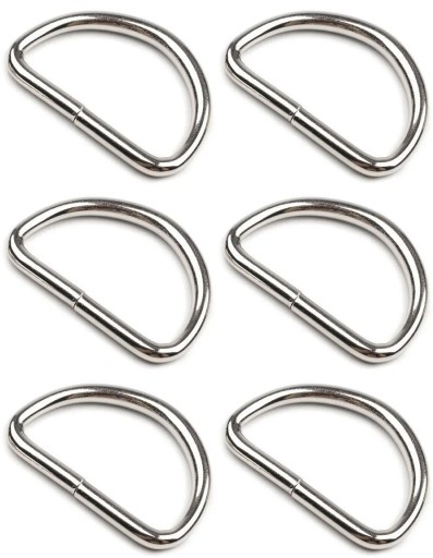KOVOVÝ POLOKRUH NA TAŠKU KĽÚČENKA POLKRRUH 2,5cm NIKEL 25mm - 6 ks