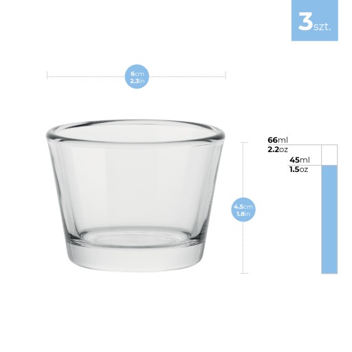 DEZERTNÉ MISKY Dipy Omáčky Občerstvenie Misy na šalát Pohár SET 3x66 ml
