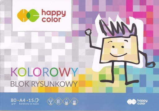 Podložka na kreslenie A4, farebné listy 15 farieb HAPPY