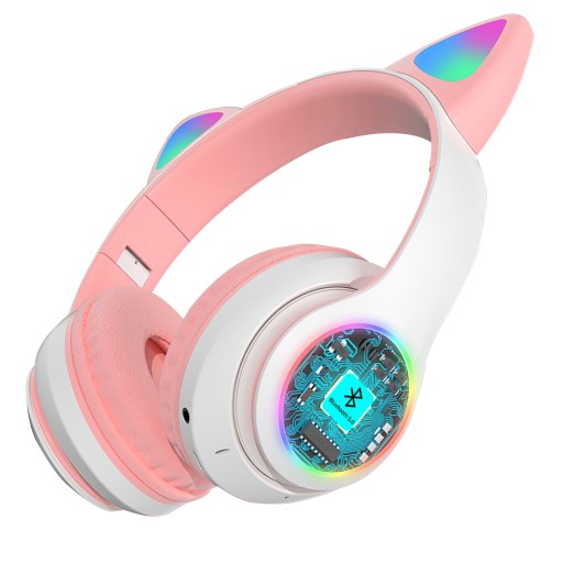 SLÚCHADLÁ PRE DETI BLUETOOTH LED RGB MAČACIE UŠI