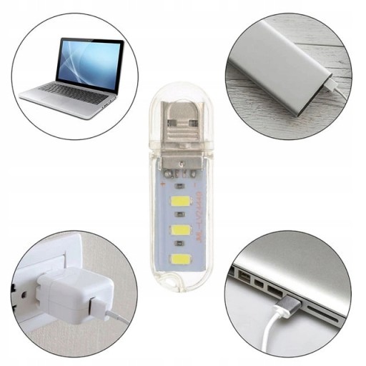 MINI NOČNÁ LAMPA 3 LED USB PRENOSNÁ SMD KĽÚČENKA