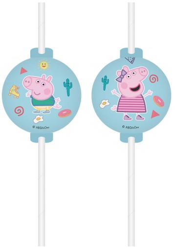 Slamené fajky Peppa Pig Birthday Party 4 ks.