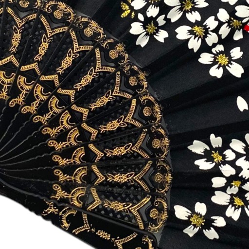 Ručný ventilátor Fabric BLACK gold 20s