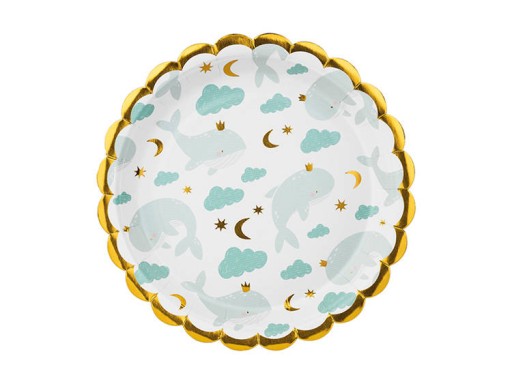 Baby sprchové taniere One Year Old Whales Clouds Moon 18cm 6 ks