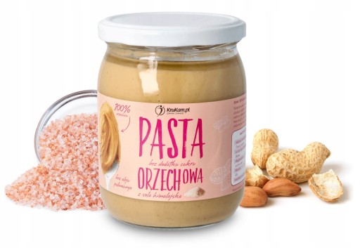 PRÍRODNÁ ARAŠIDOVÁ PASTA S HIMALÁJSKOU SOĽOU ARAŠIDOVÉ MASLO 500G KRUKAM