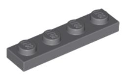 LEGO TANIER 1X4 TMAVO SIVÁ Č. 3710 - 3 KS
