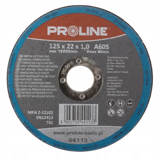 Kovový rezací kotúč 125x1,0x22mm Proline 44113