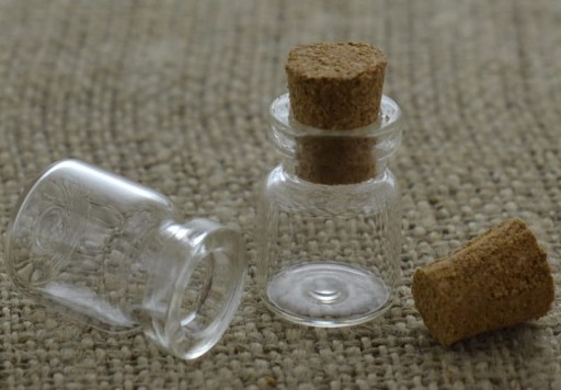 Sklenená liekovka fľaša 18*13mm so zátkou, 2 ks