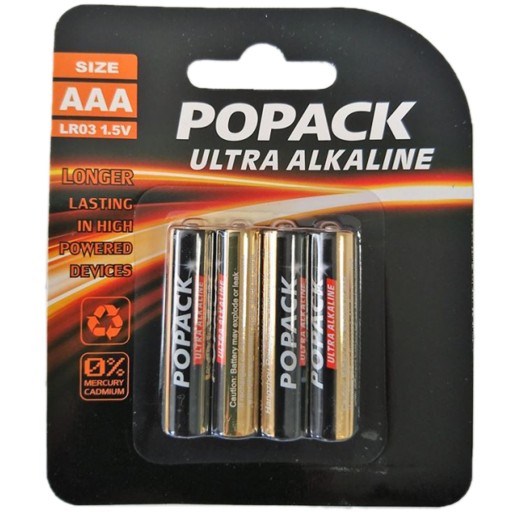 Alkalické batérie AAA LR03 1,5V, sada 4 ks
