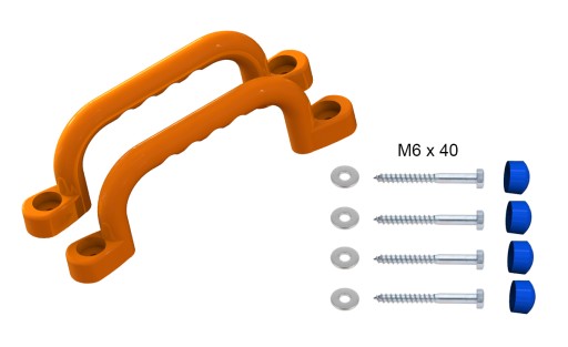 SLNKO - IHRISKO RÚČKY 240 mm - 2 ks SO SKRUTKAMI ORANŽOVÁ BU