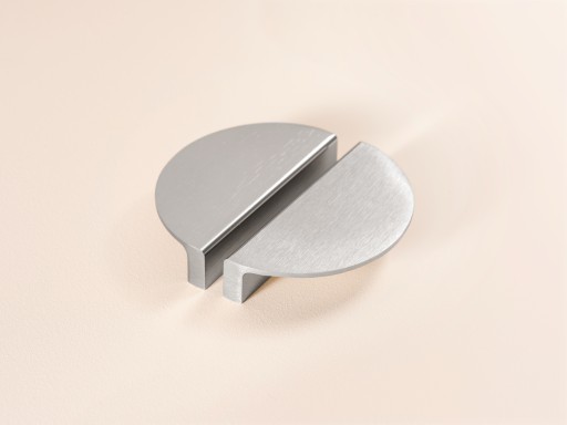 MOON SILVER NÁBYTKOVÁ KĽÚČKA, BRÚŠENÁ OCEL 64 mm - POLKRRUH 96 mm