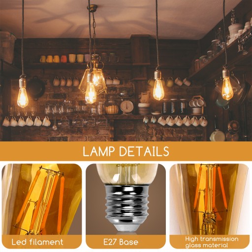 E27 LED žiarovka ST64 4W RETRO medovo žltá jantárová 2200K