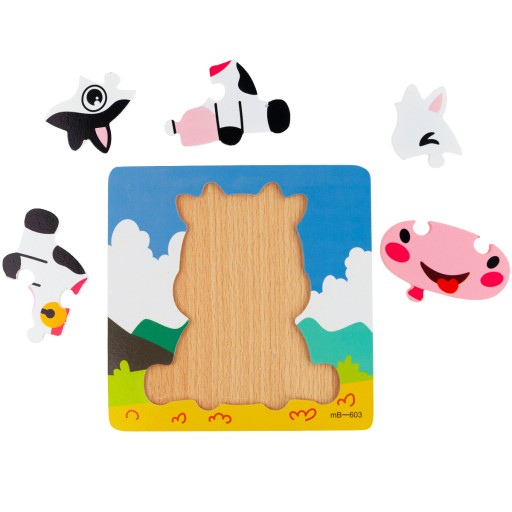 DREVENÉ PUZZLE VZDELÁVACIE KRAVSKÉ PUZZLE BLOK