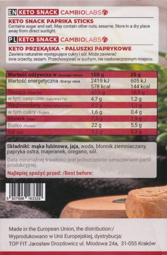 Keto produkty Keto Diet Pepper Sticks 75g