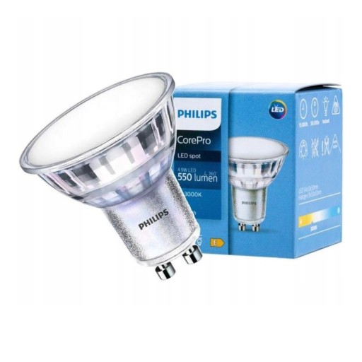 Philips CorePro GU10 LED žiarovka 4,9W=50W 550lm teplá farba 3000K 120°