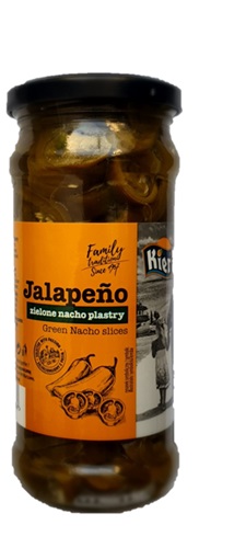 Jalapeňská paprika KIER Zelené plátky Nacho 360 g Netto 200 g
