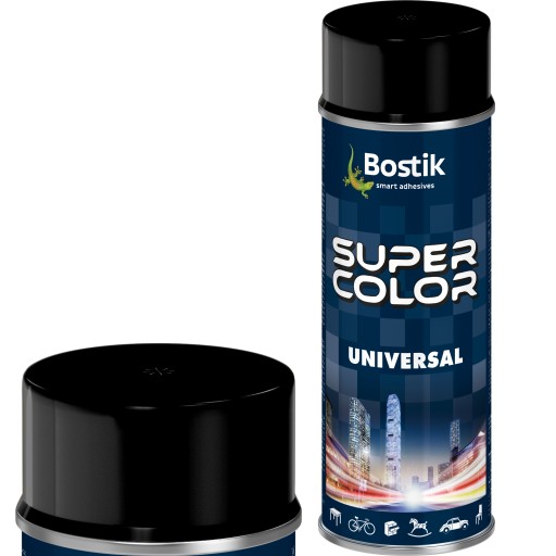 Univerzálna farba v spreji čierna Lesk 400ml 9005 Bostik lak na dekoráciu