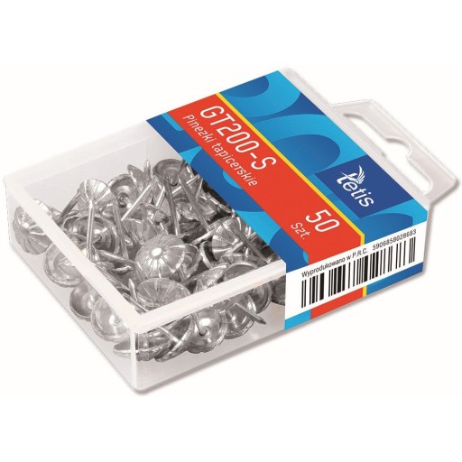 Oceľové čalúnenie PINS, strieborné, 50 kusov TETIS