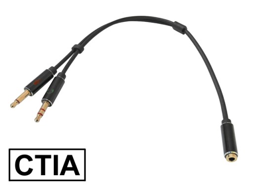 Adaptér CTIA JACK 3,5/4P/zásuvka-2xJACK 3,5/3P/VITALCO zástrčka 0,2m