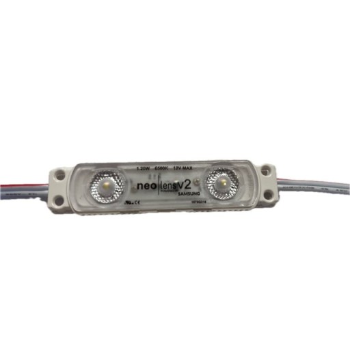LED modul 2x2835 Samsung 6500K 1,2W 100mA 180lm 12V IP67
