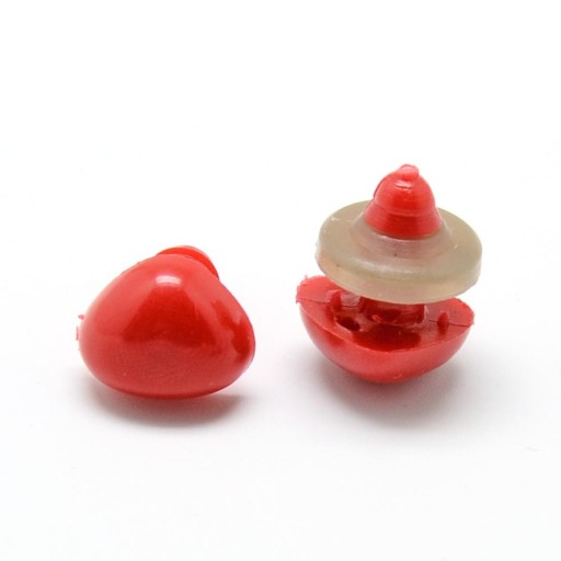 Nosy bezpečné pre hračky, plastové, trojuholníkové, červené, 13 x 18 mm, 50 kusov