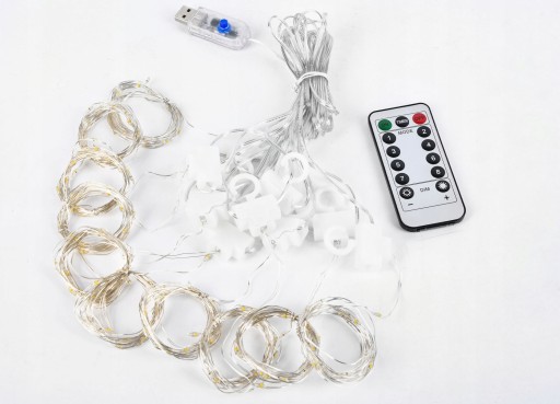 Svetelný záves 100 LED 3x1m Garland Drôtené svetlá Neutrálne biele Diaľkové ovládanie
