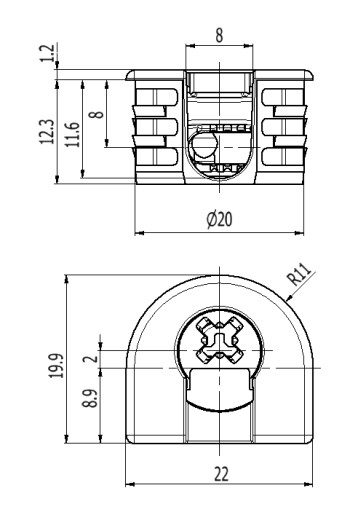 10x Excentrická nábytková spojka pre povrch 16mm béžová