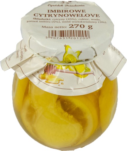 CITRÓNY SO ZÁZVOROM A MEDOM CITRÓNY PRÍRODNÝ SIRUP 270g Ogródek Dziadunia