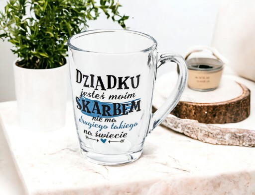 SKLENENÝ hrnček PRE DEDKA, DEDKO TY SI MÔJ POKLAD DEŇ STARÝCH RODIČOV 300 ML