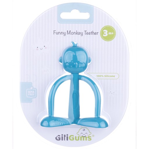 GILIGUMS Bezpečné hryzátko MONKEY TURQUOISE 31308