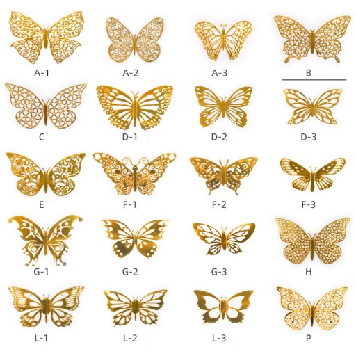 Prelamované ozdoby na tortu Butterflies Balónové steny 12 ks - RUŽOVÉ ZLATO
