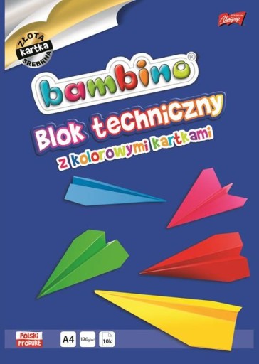 1x BAMBINO A4 10k technický blok farebných listov papiera