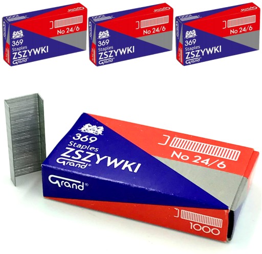 Sponky z pozinkovanej ocele Grand 24/6 1000 ks. x4 balíky