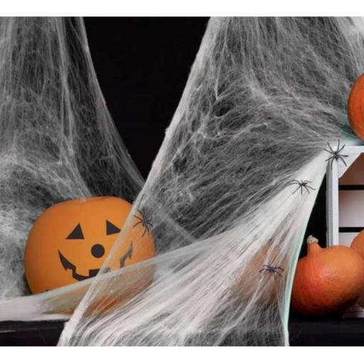 biela pavučinová dekorácia NA HALLOWEENSKÚ pavučinu