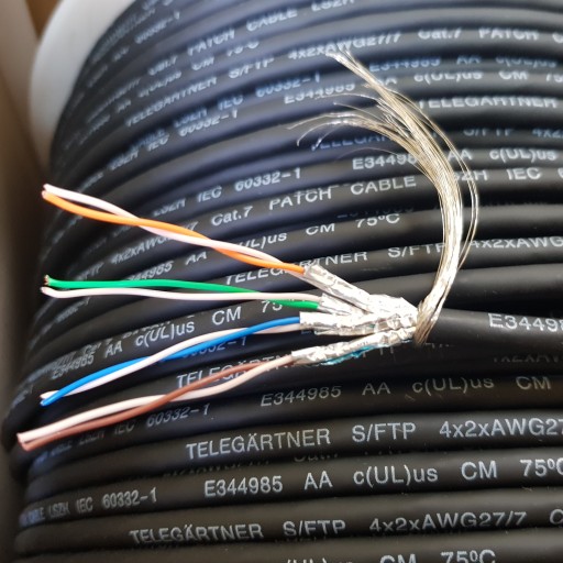 Telegartner - čierny krútený párový kábel CAT7 SFTP Linka