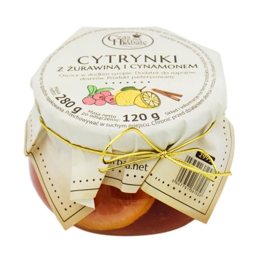 CITRÓNY S BRUSNICAMI A ŠKORICOU v sladkých sirupových plátkoch 280g téglik