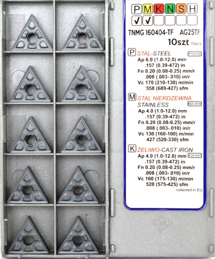 VIACLAPEĽOVÉ VLOŽKY TNMG 160404-TF AG25TF