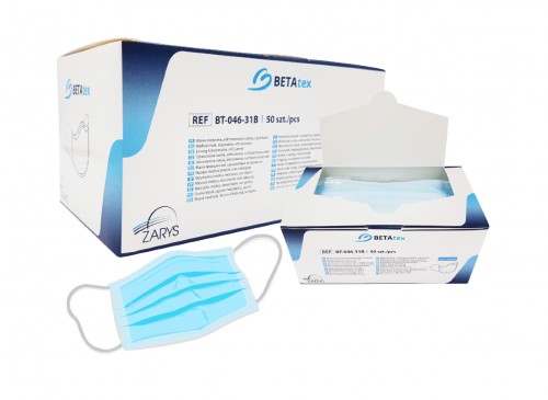 IIR BETAtex 3-D lekárske masky, modré, 50 ks