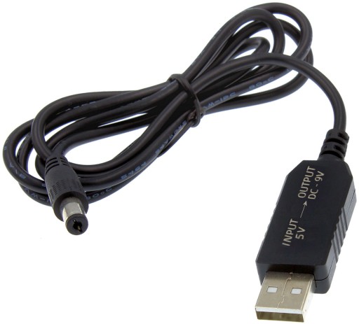 Kábel USB prevodník DC zástrčka 5,5x2,1mm 5V na 9V